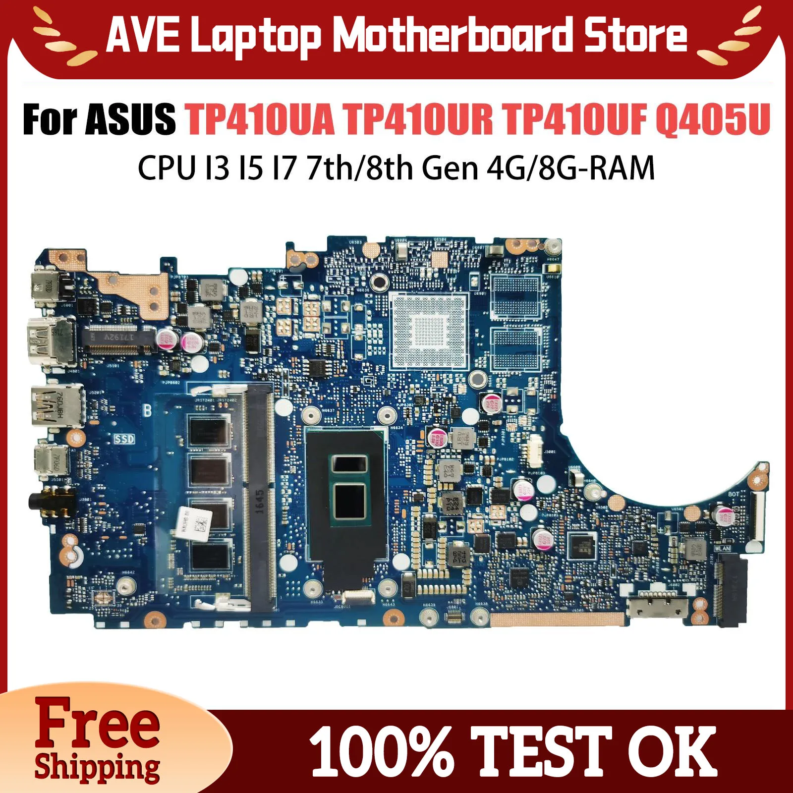 Mainboard TP410UA TP410U TP410 TP410UR TP410UF Q405UA Q405U Laptop Motherboard i3 i5 i7 7th/8th 4GB/8GB-RAM UMA