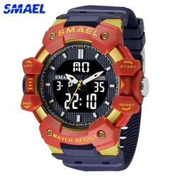 SMAEL Top Brand Sports Men's Watches Waterproof Stopwatch Week Alarm Clocks Male Digital Dual Time Display Wristwatch Man Gift