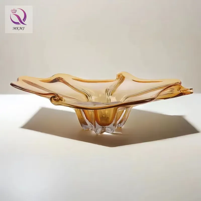 Modern Handmade Glazed Fruit Plate Crystal Coffee Table Decor Simple Household Candy Dish Living Room Dried Fruit Serving