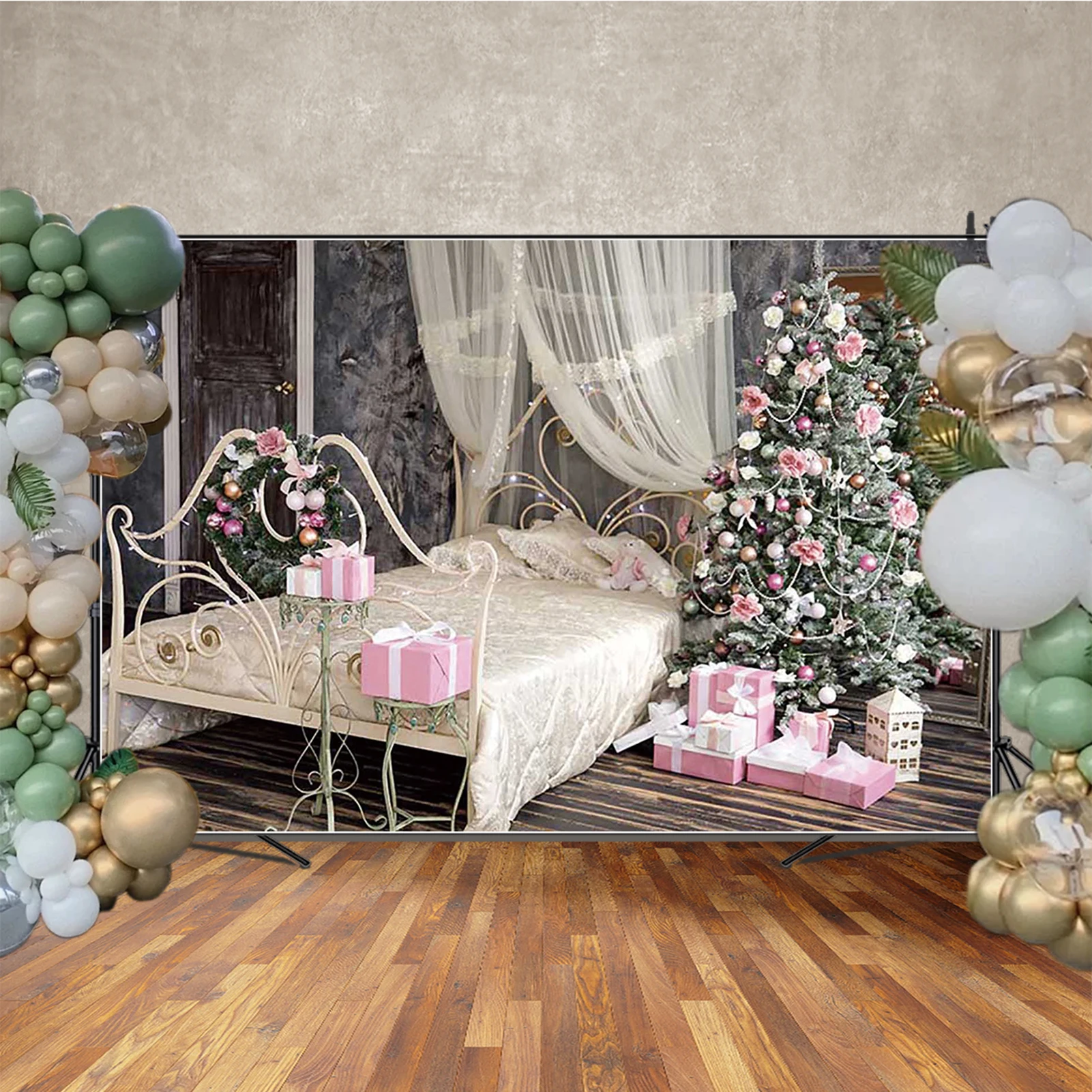 MOON.QG 새해 이브 장식 벽난로 사진 배경 소파 선물 라이트 벽 기념일 사진 촬영 액세서리