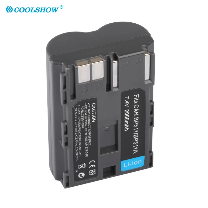 BP-511 BP-511A Battery for Canon EOS 40D 300D 5D 20D 30D 50D 10D D60 G6 BP511 FV40 FV30 FV100 BP511 2000mah Camera Batteries