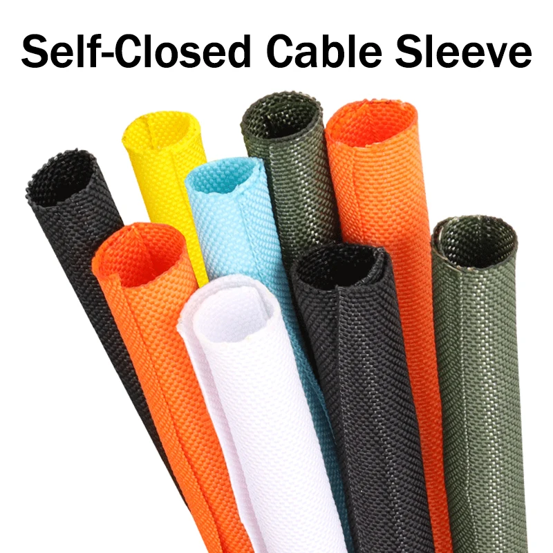 5/10M Cable Sleeve Self Closed PET Braided Insulated Sleeving Auto Line Management Flexible Loom Split Tube Wire Wrap Protector