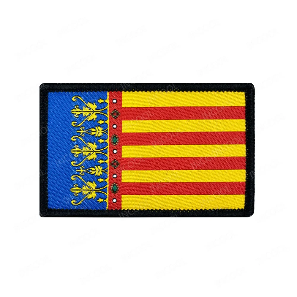 Parche de la bandera de Valencia España Asturias Andalucía Galice Cataluña Islas Canarias Parches bordados de banderas de españoles Insignias de apliques