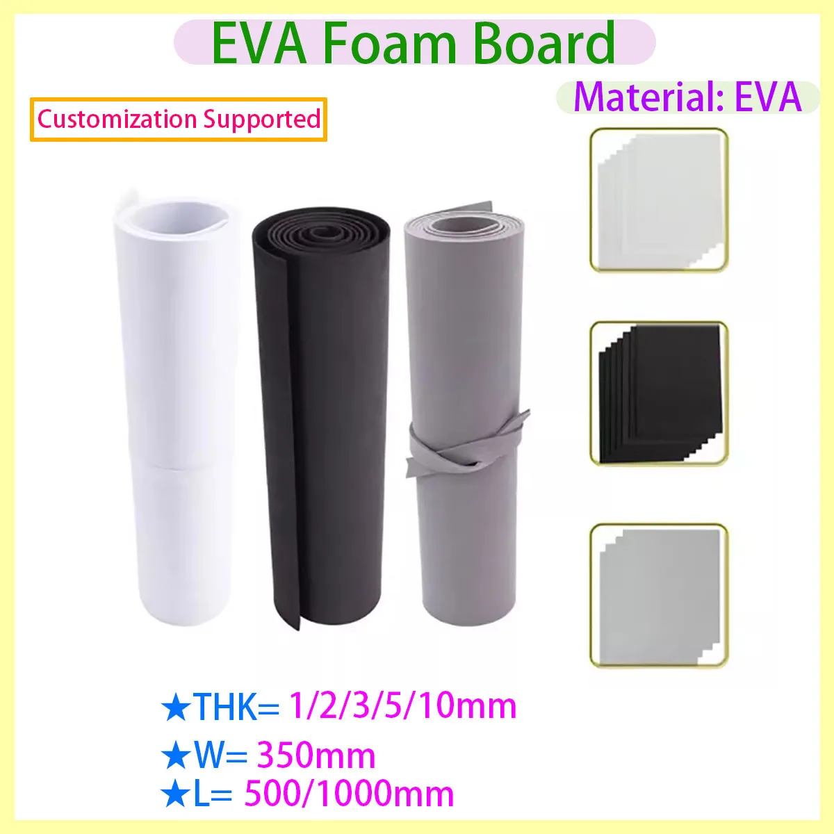 Eva Foam Board Sound-absorbing and Soundproofing Sponge Foam Technology Handmade Material Thickness 1/2/3/5/10mm