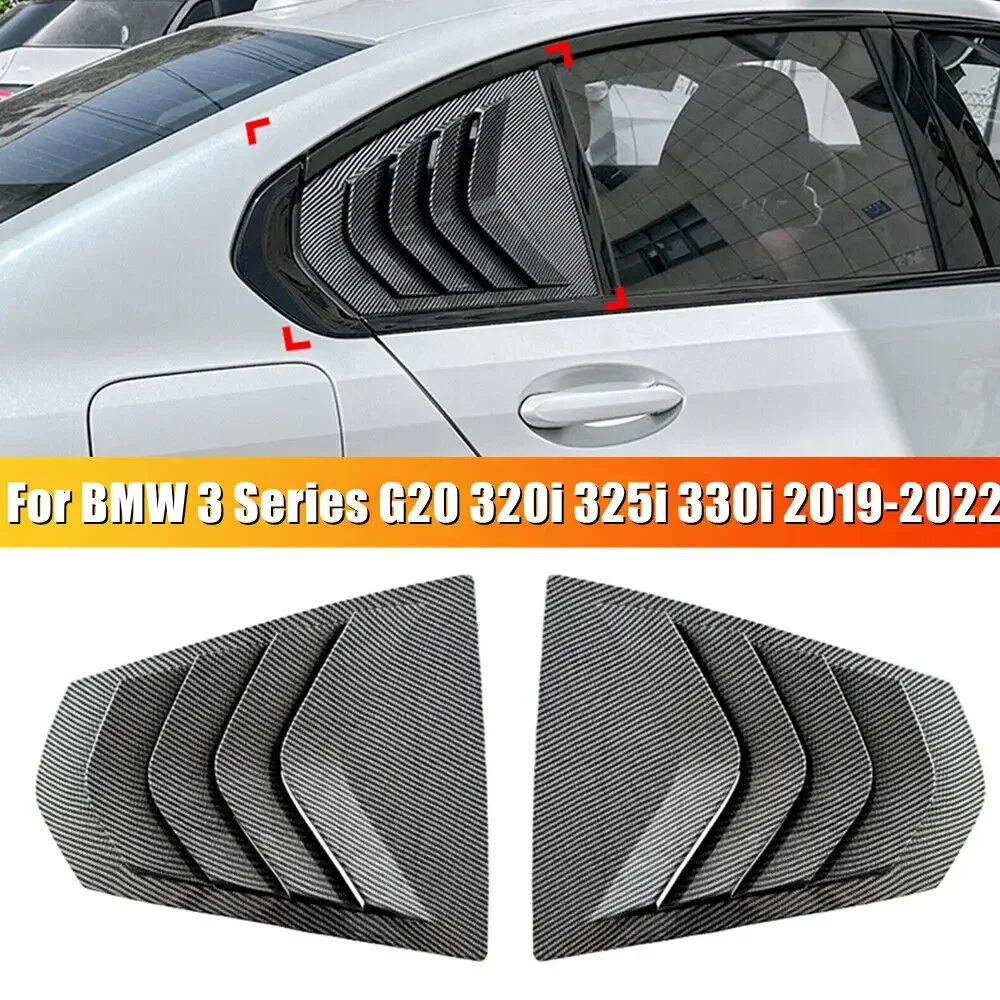 

For BMW 3 Series G20 320i 325i 330i 2019-2022 Car Rear Louver Window Side Shutter Cover Trim Sticker Vent Scoop ABS Carbon Fiber