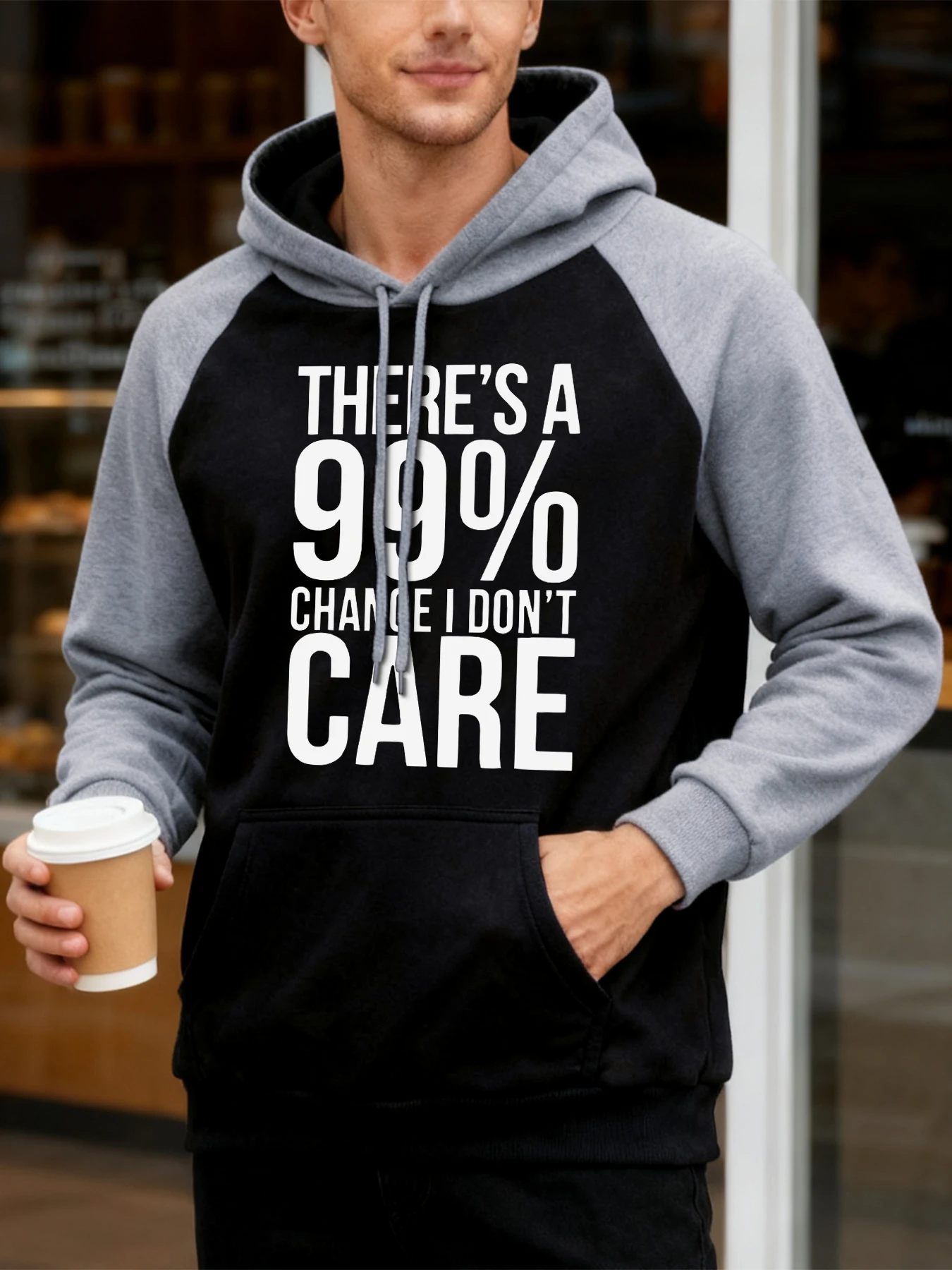 أنا لا أهتم يطبع راجلان هودي الرجال الهيب هوب الصوف هوديس موضة الملابس كبيرة الحجم جيب ملابس رياضية الخريف بلوزة كاجوال