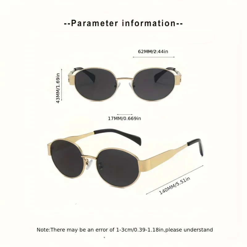2pcs/ Oval Shape Metal Sunglasses Classic Men's Vintage Sun Glasses Women Outdoor Leisure Eyewear UV400 Ladies Shades image 5