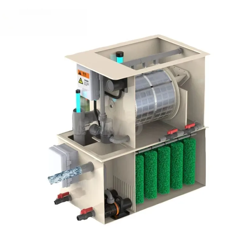 

Rotary Drum Microfilter Automatic Backwash Fish Pond Water Treatment System For Koi Pond Biological Filtration Water Circulation