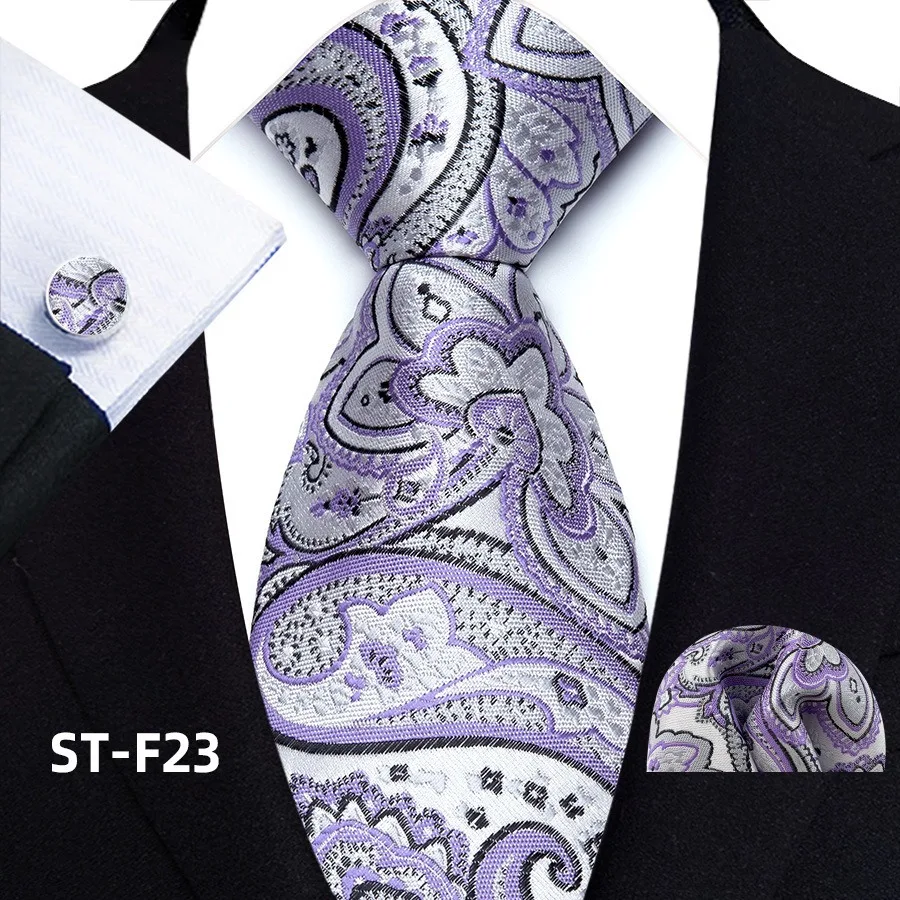 Florales Paisley-Krawattenset für Herren, Vintage-Krawatte, Taschentuch, Manschettenknöpfe, Set für Herren, klassische Anzugaccessoires, hochwertige Gravata – Detail 28