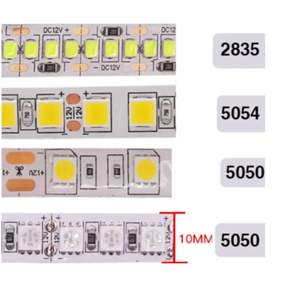 DC12V LED Strip 5050 5054 2835 60LEDs/m High Bright Flexible LED Rope Ribbon Tape Light Lamp Warm White / Cold White 5m