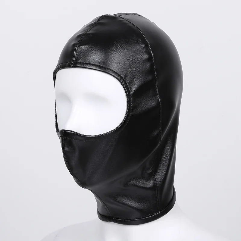 PU Leather Open Face Mask Hood BDSM Head Harness Mask Cosplay Party SM Bondage Headgear Slave Cosplay Couple Flirting Sex Toys