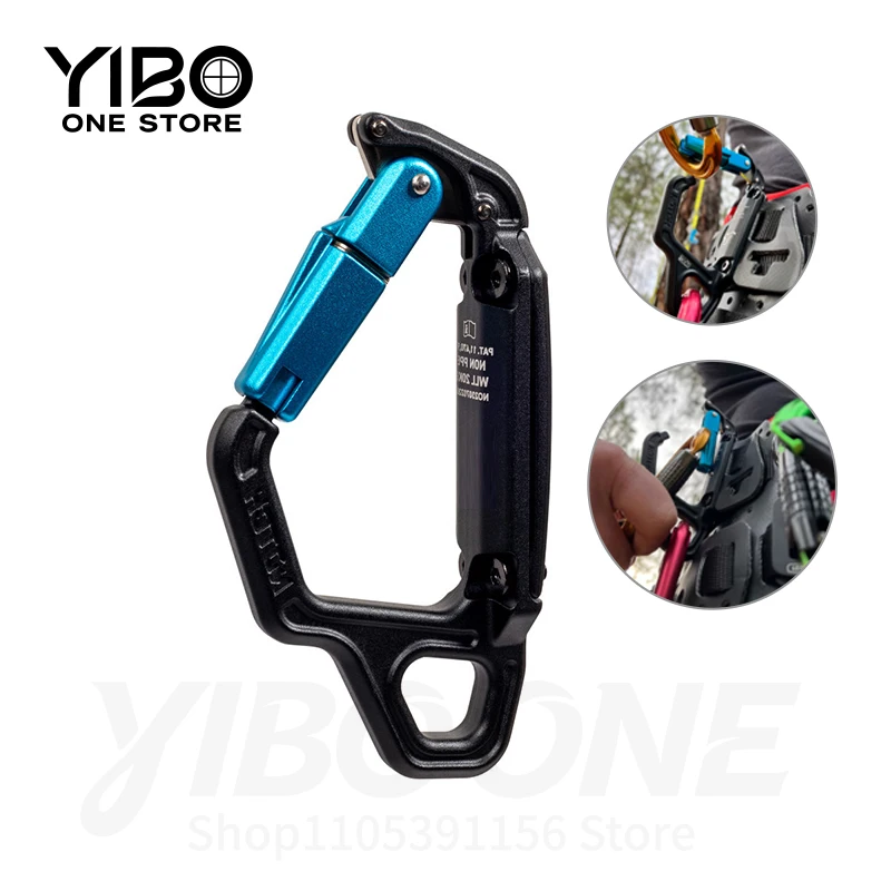 Outdoor Tree Climbing Safety Belt Tool Rack  Equipment Hanging Ring with Screw Thread Lock Gate for Rescue & Work