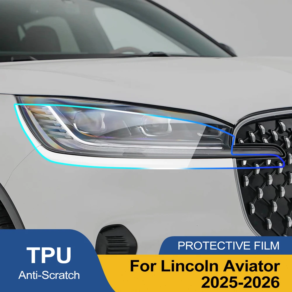 For Lincoln Aviator 2020-2026 High Gloss Smoke Black Pre-Cut Headlight Protection Film TPU PPF Kit Anti-Scratch Vinyl Wrap Cover
