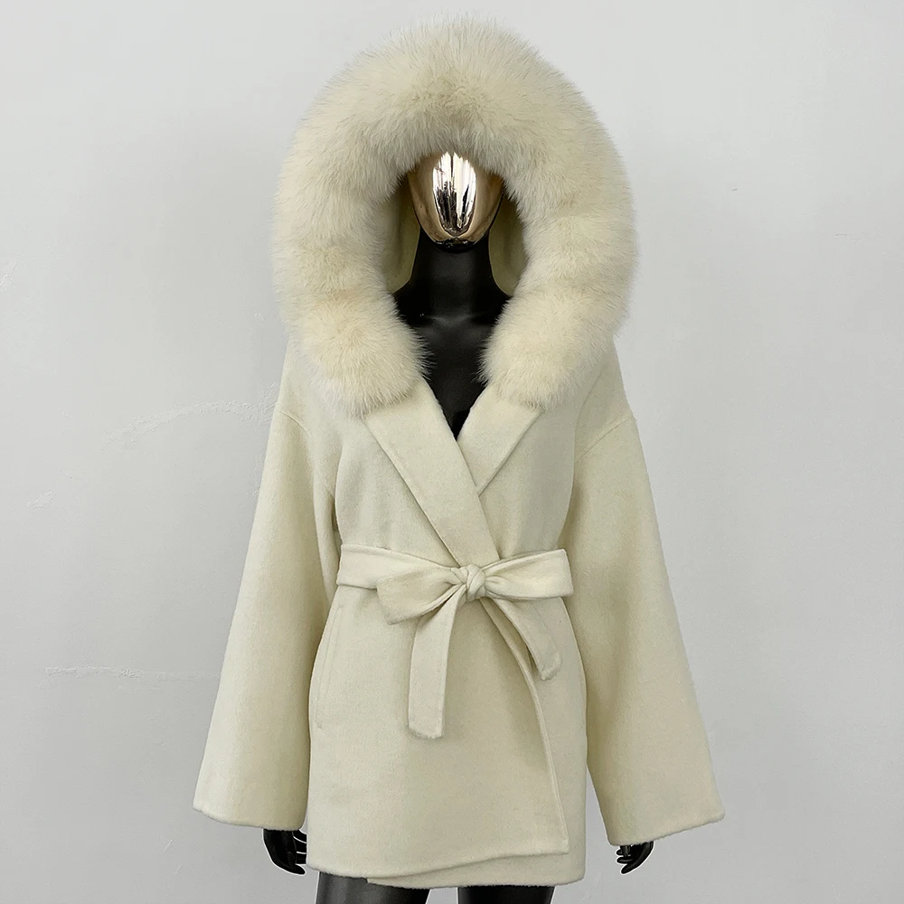 Real Fox Fur Collar Luxury Fur Coat Spring Autumn Coat Fur Set Wraps Scarves Scarf Suit Fluffy Shawl Fur Cuff Women Fur Jacket