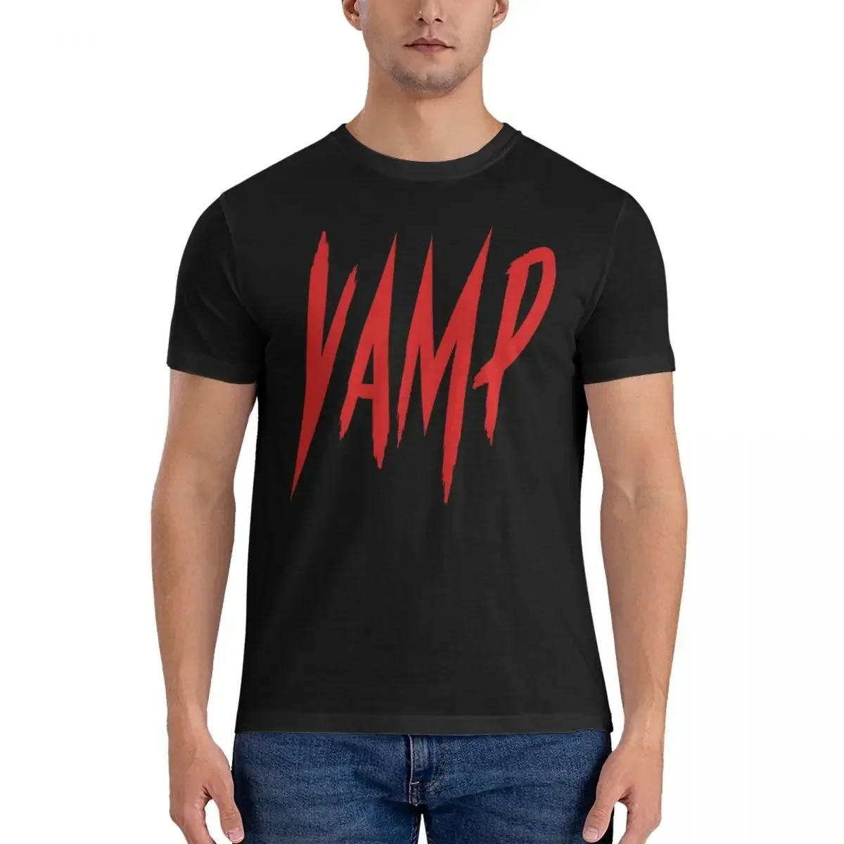 Red Vamp In Horror Font Men T Shirt The Return Of Vampur Leisure Tees Short Sleeve O Neck T-Shirt Pure Cotton Unique Tops