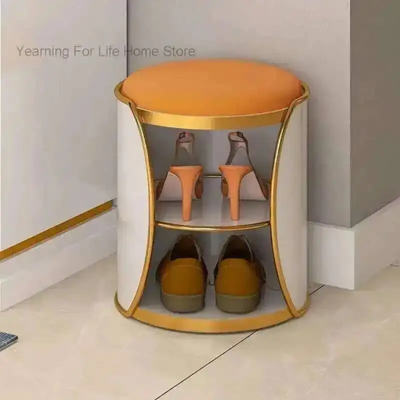 

High-end Light Shoe Luxury Multi Changing Functional Stool, Home Shoe Cabinet, Sitting Stool Storage Integrated Type