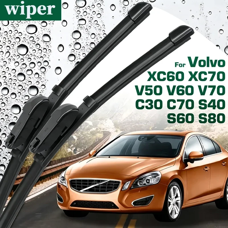 Rubber Front Wiper Blades Set For Volvo XC60 XC70 V50 V60 V70 C30 C70 S40 S60 S80 Windshield Windscreen 26''20''