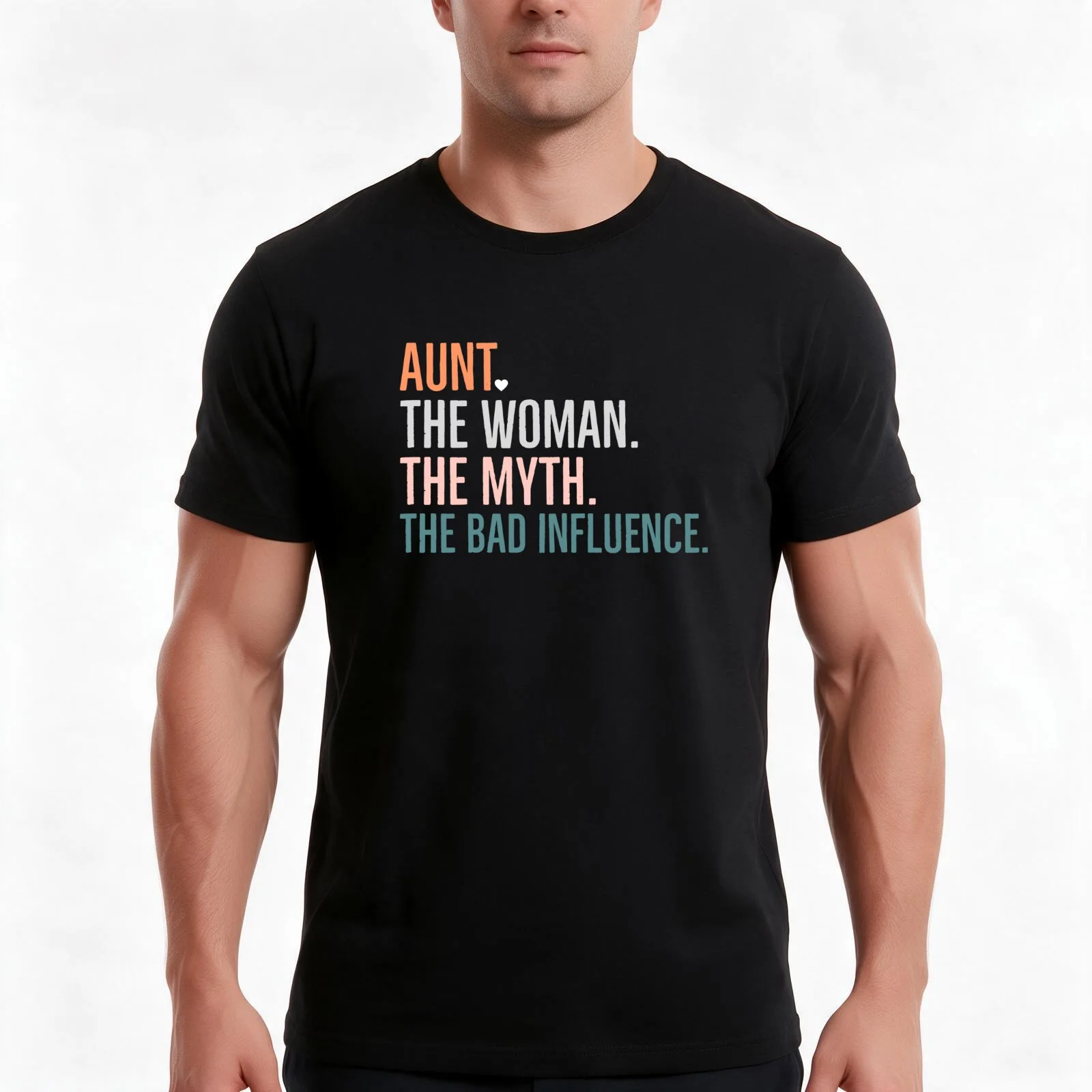 Aunt The Woman The Myth The Bad Influence Gift For Aunt T-Shirt Summer Casual Cotton Tee Oversized Streetwear Tops