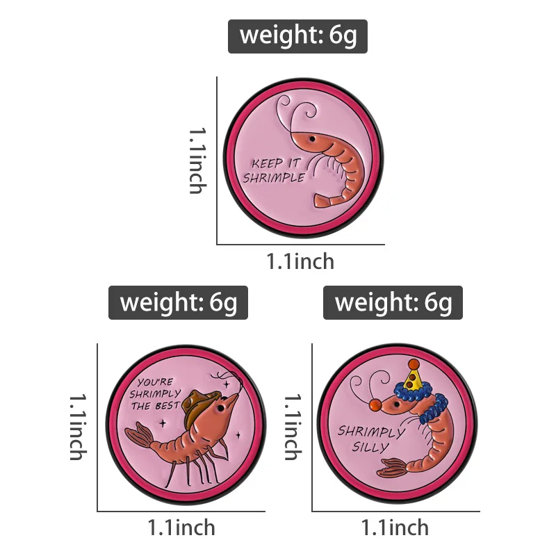 Shrimp Pun Phrase Brooch Enamel Pins Clown Shrimply Silly Keep It Shrimple  Metal Brooches Clothes Lapel Badge Fun Jewelry Gifts