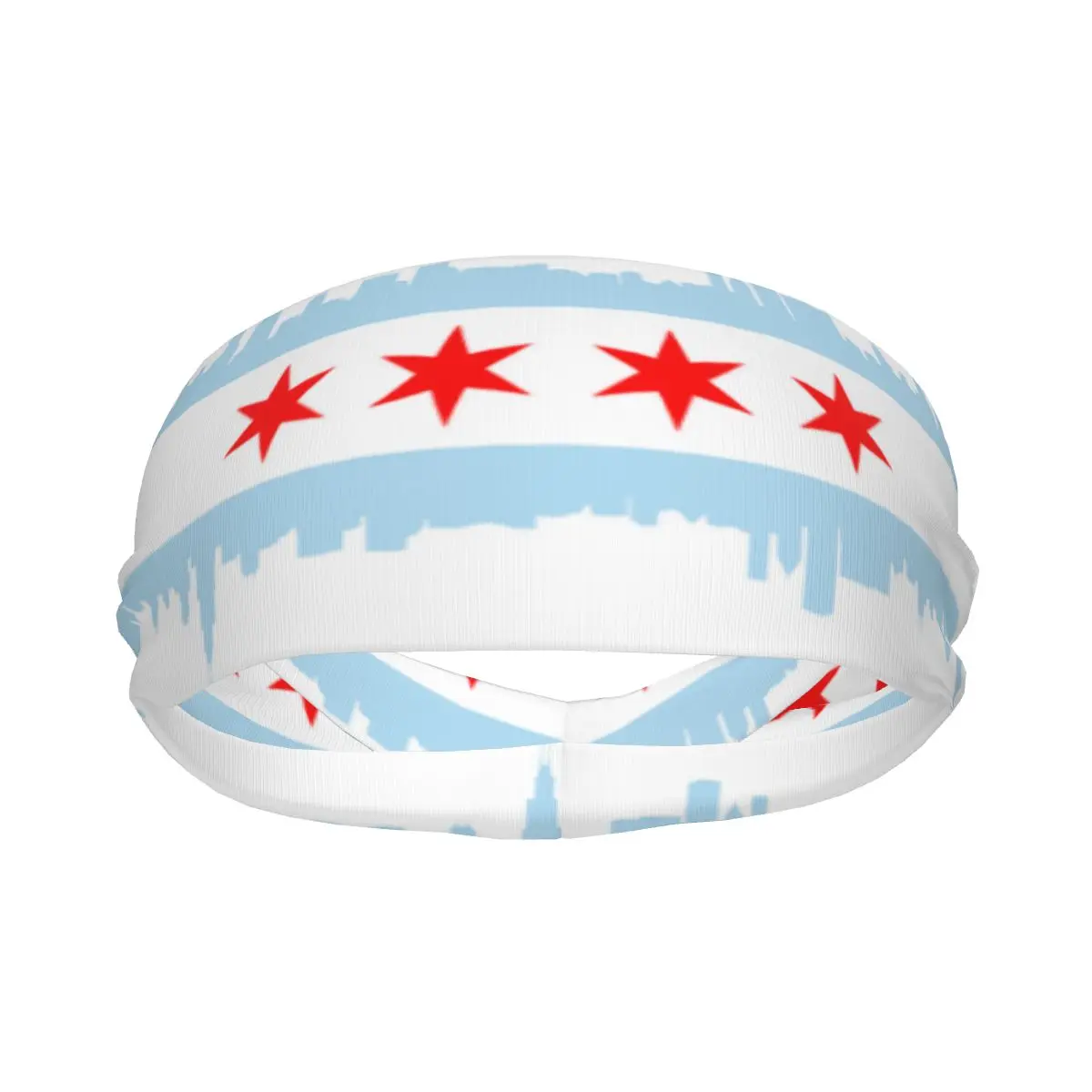 Custom City Of Chicago Flag Sport Headbands for Women Men Stretchy Moisture Wicking Gym Sweatband