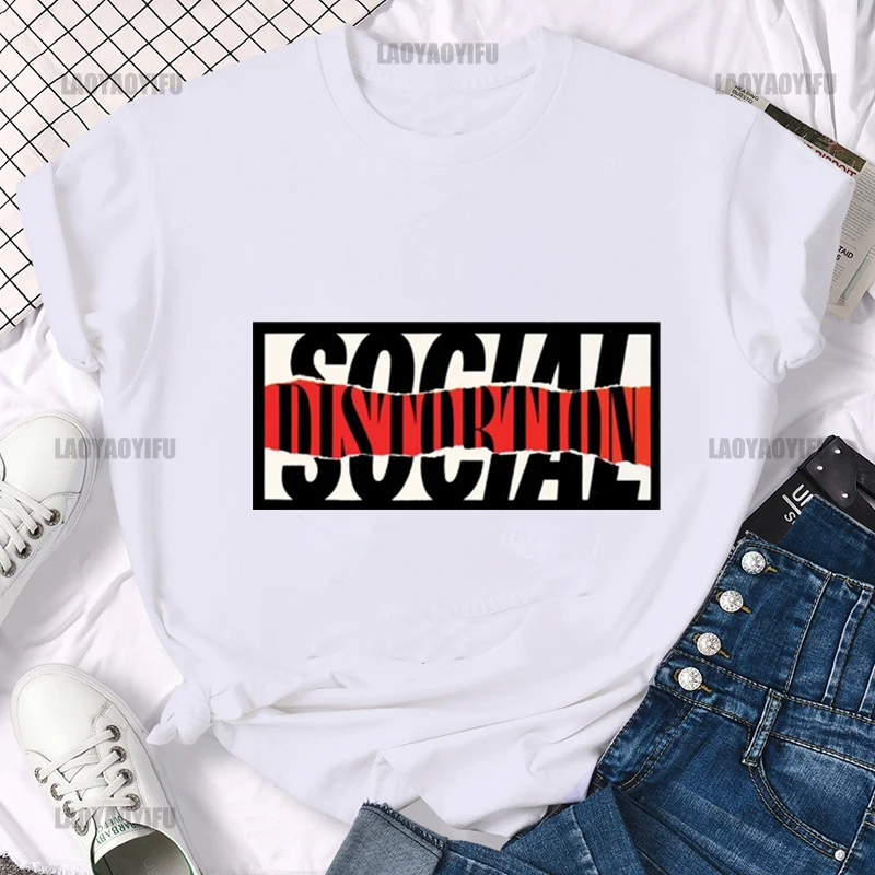 

Social Distortion Printing Shirt Summer Casual Men's T-Shirt Street Fashion Short Sleeve Clothing Streetwear Cotton Graphic