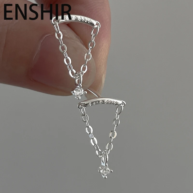 ENSHIR Zircon Tassel Pendant Earrings For Women Simple Temperament Luxury Design Delicate Wedding Jewelry Gifts
