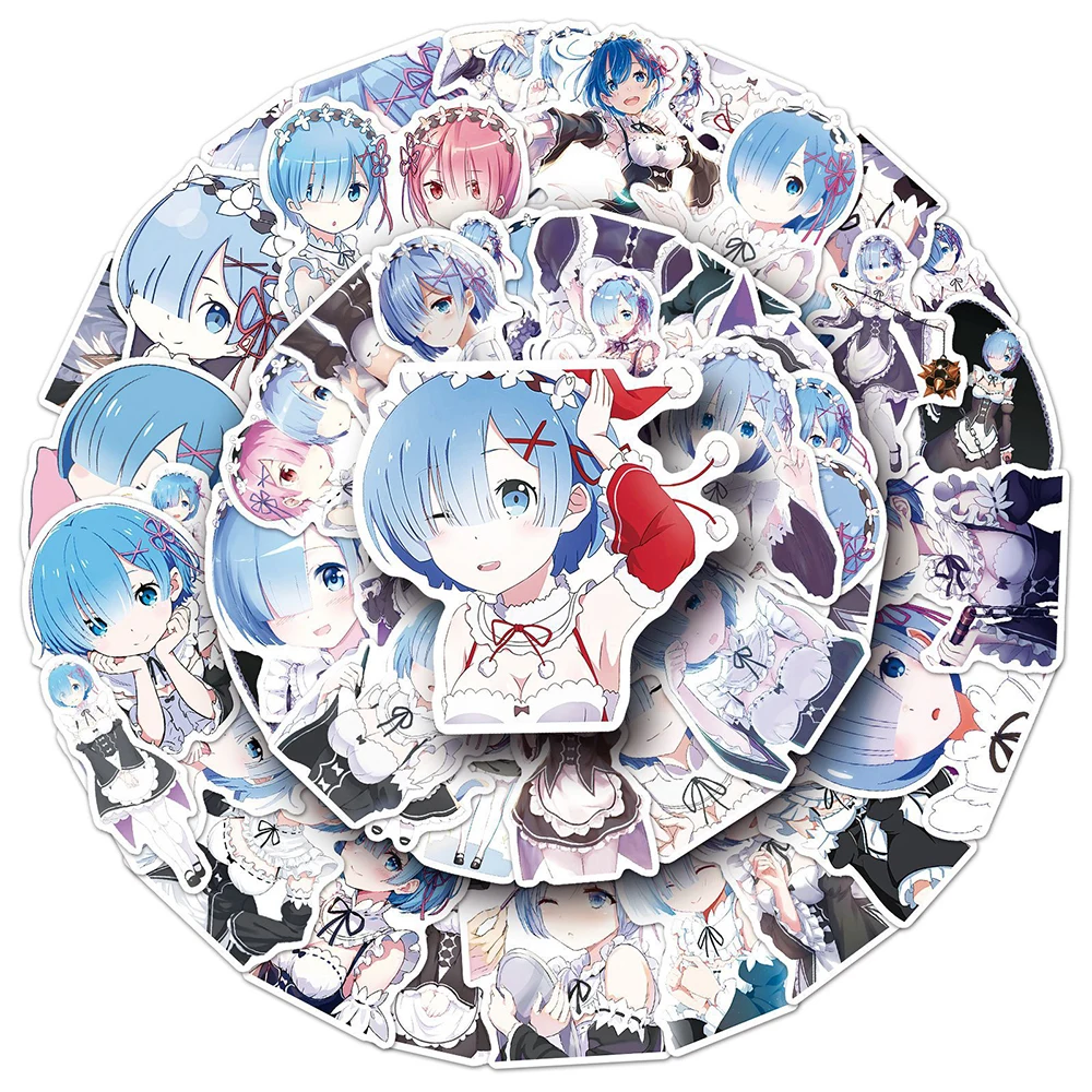 10/30/50pcs Re:Life in a Different World From Zero Stickers Cute Rem Anime Girl Decals DIY Laptop Phone Scrapbook Kawaii Sticker