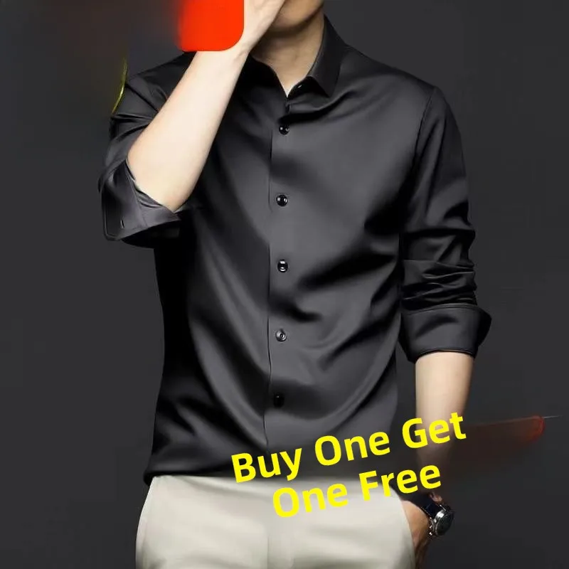 

Busin Casual Men's Long Sve irt Ice Silk Thin ort Sve Bla Qui Dry Formal Wear Spring Summer Seasonal Clothing