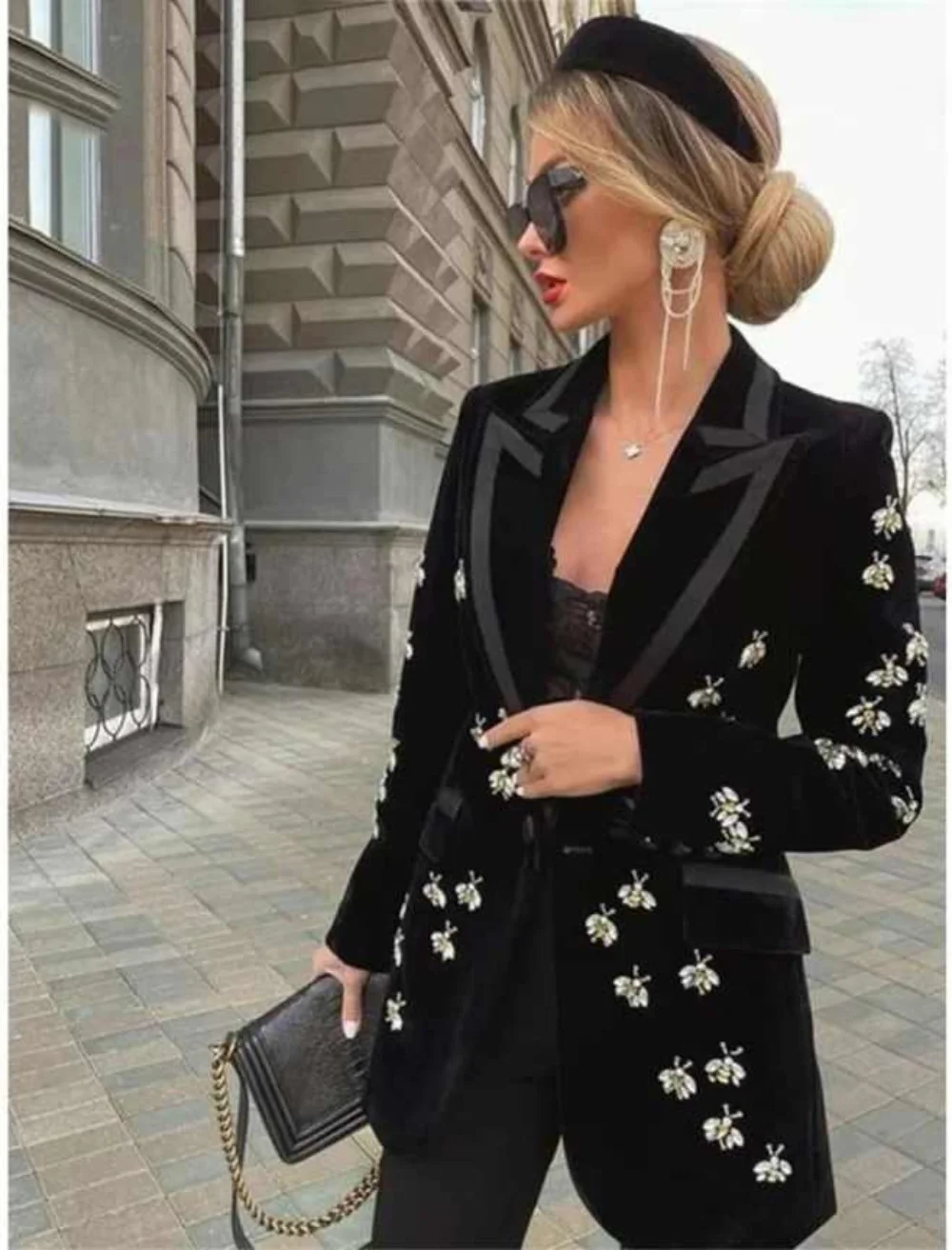 Exquisite Women's Suits 2 Pieces Jacket Pants Single Breasted Jewelry Crystals Prom Leisure Office Wear Customized