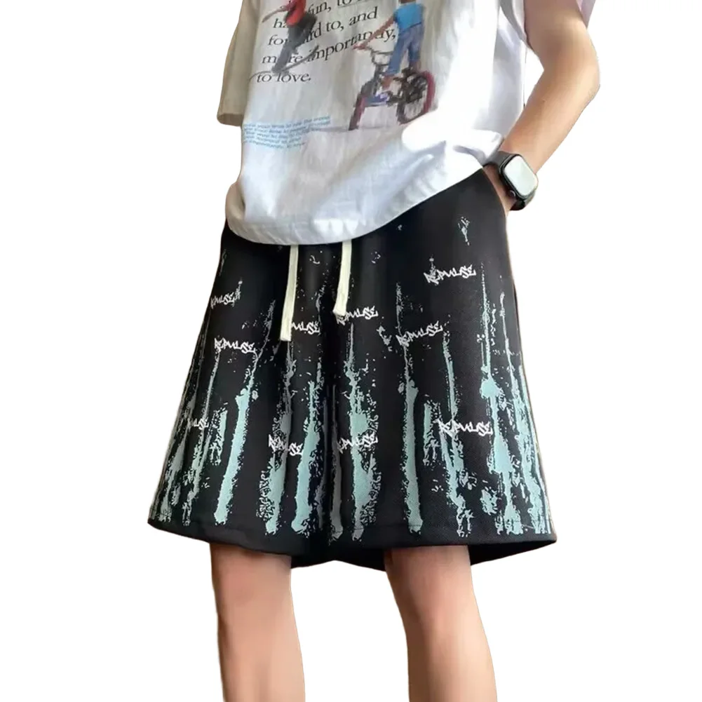 

High Street Apparel Men Casual Shorts All-match Style Knee Length Lightweight Material All-match Casual Wear Shorts