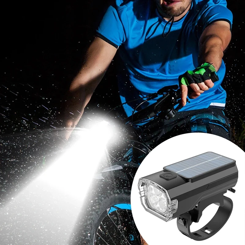 ضوء دراجة بالطاقة الشمسية TYPE-C مصباح يدوي قابل لإعادة الشحن لركوب الدراجات 3 أوضاع إضاءة أمامي مقاوم للماء ملحقات ركوب الدراجات الليلية #6