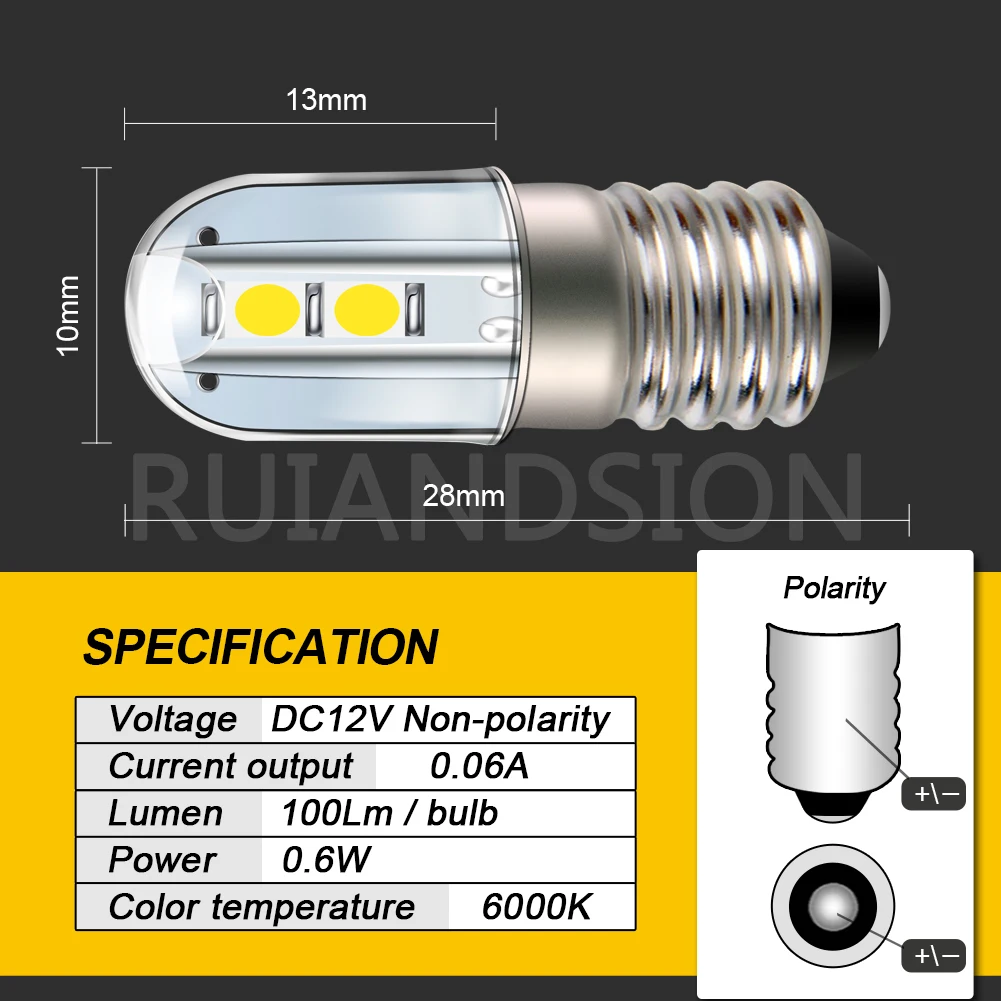 4x Bombilla E10 Led Interior Bulb 6v 12v 24v 48v 120v 220v Auto Bike Indicator Warning Equipment Light Signal Energy Saving Lamp