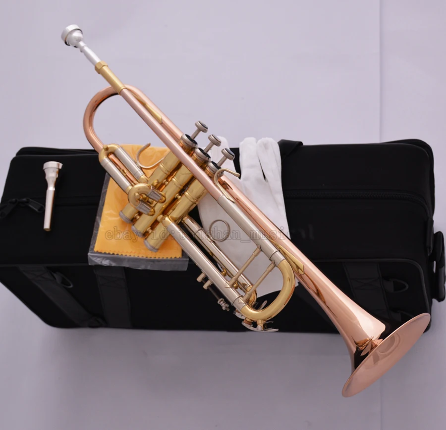 Performance  Prof Rose Brass Bb Trumpet Horn Cupronickel Tuning Free 2 Mouthpiece 4-7/8