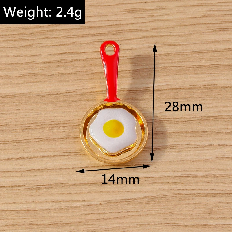 Tusember 10 Stück Niedliche Emaille-Cartoon-Brat-Ei-Spatel-Anhänger für DIY Schmuckherstellung Ohrringe Armband Handgemachtes Basteln – Detail 7