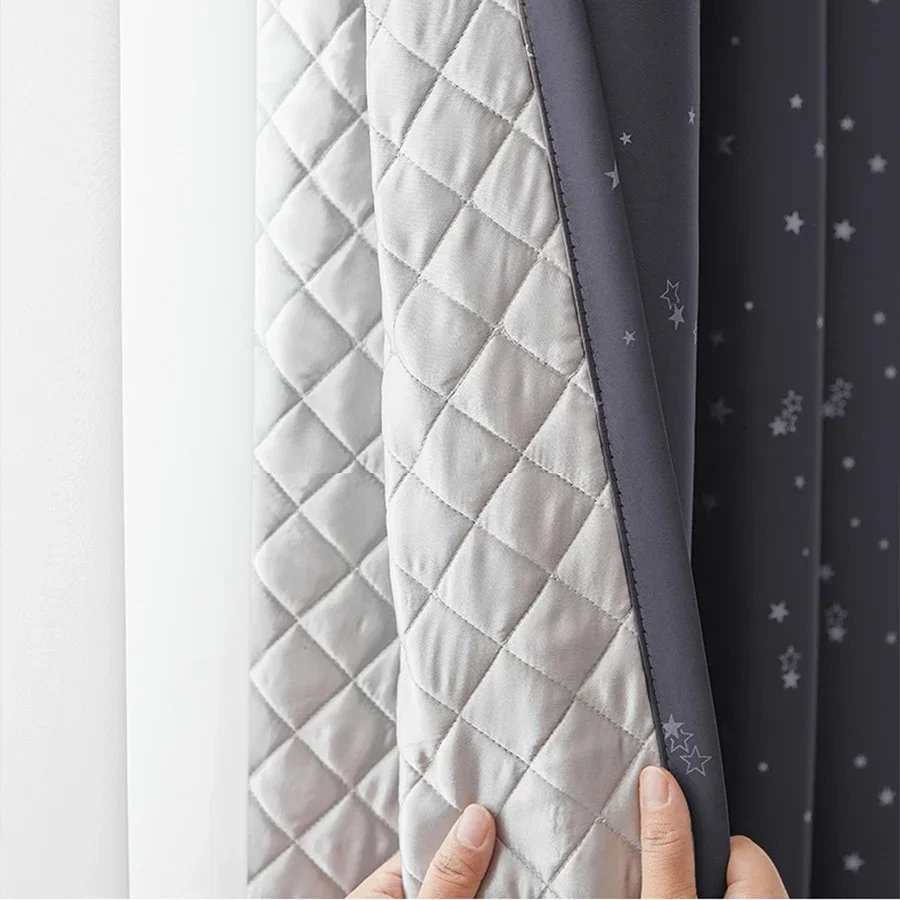 

100% Blackout Thermal Curtains Noise Reducing Heavyweight Bedroom Drapes Celestial Star Windproof Acoustic Luxury Home Decor