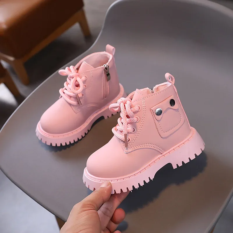 Dziecięca moda zimowa Martine Boots Kids Zipper Lace Up Warm Boots Boys Girls Thickened Short Boots Non-slip Soft Bottom Shoes