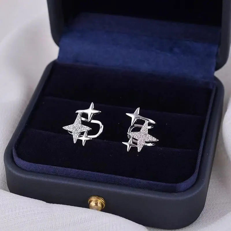 Glänzende Sternförmige Ohrclips für Damen Luxuriöses Schmuck-Accessoire für Modische Partys Keine Ohrlöcher Erforderlich