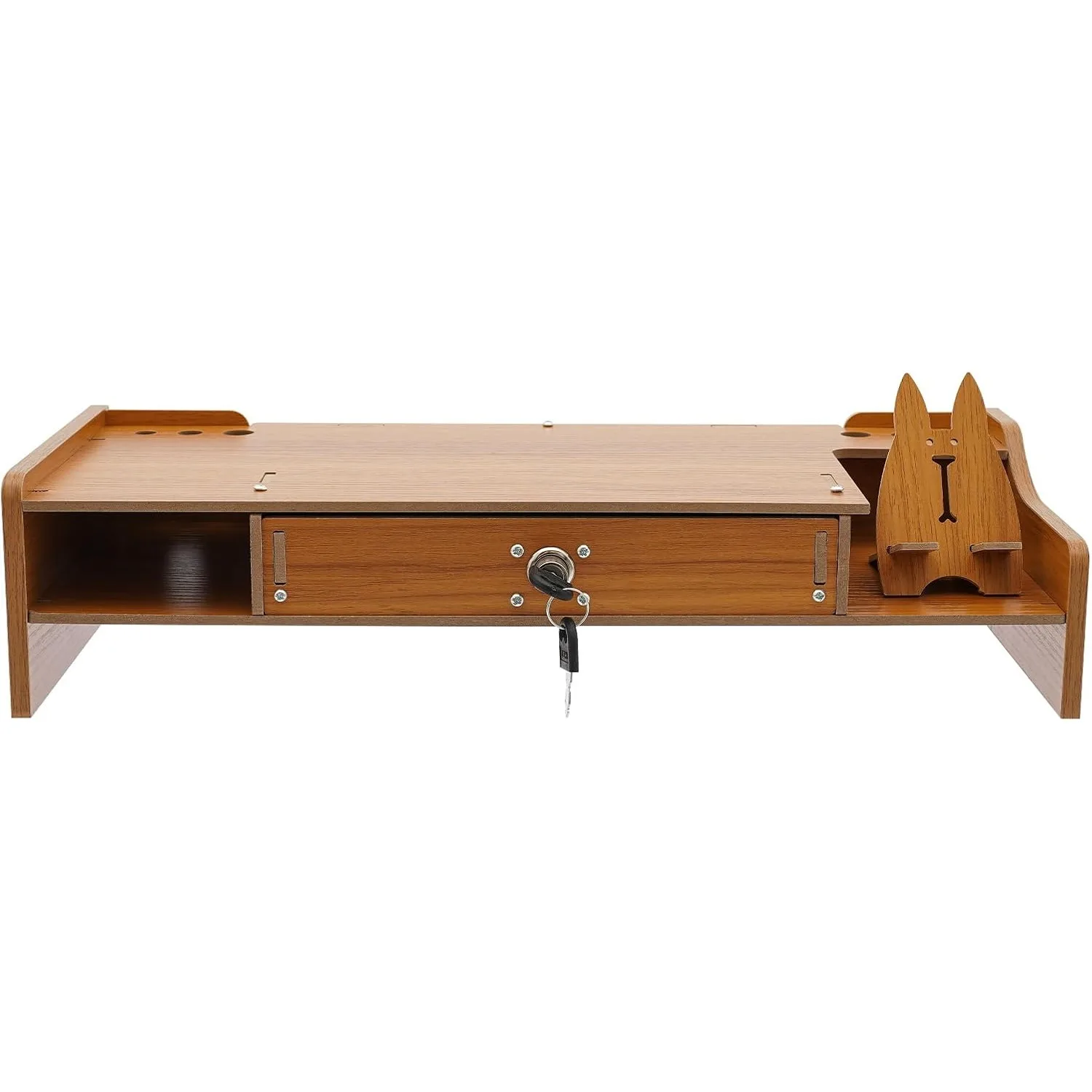 حامل شاشة الكمبيوتر، رف الكمبيوتر مع درج قابل للقفل، حامل شاشة، مكتب كمبيوتر خشبي قابل للتعديل لسطح المكتب