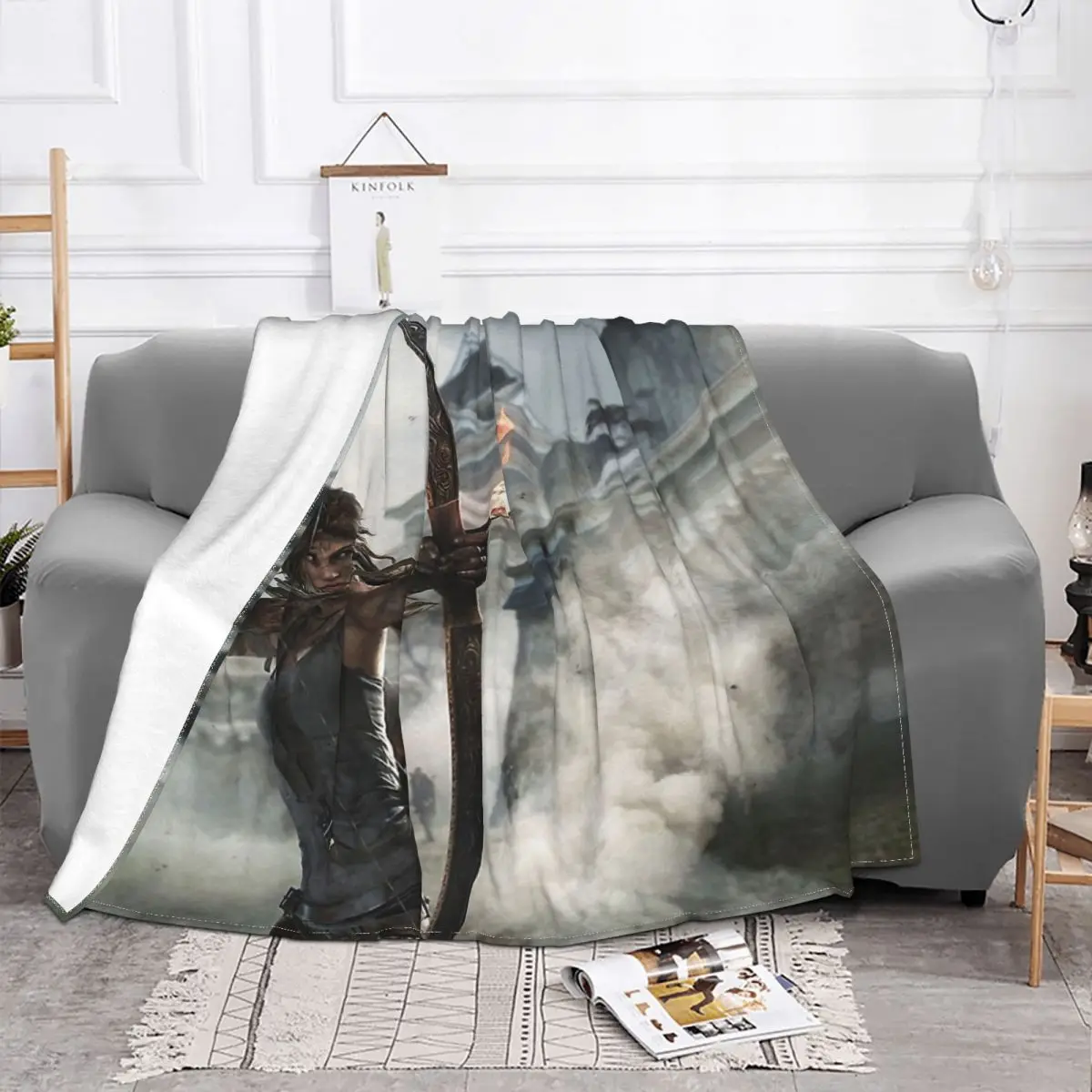 Lara Croft Bow And Fire Arrow Blanket Tomb Raider Jonah Maiava Game Flannel Spring Autumn Cute Throw Blankets For Bedding