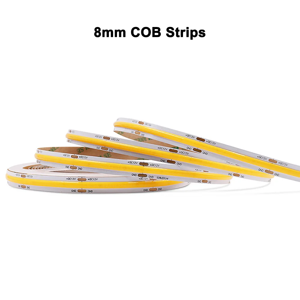 5 mm 8 mm COB LED Strip Light 400 480 LEDs Światła LED Czerwony Zielony Niebieski Różowy Żółty Kolor DC 12V 24V Elastyczna taśma LED do dekoracji