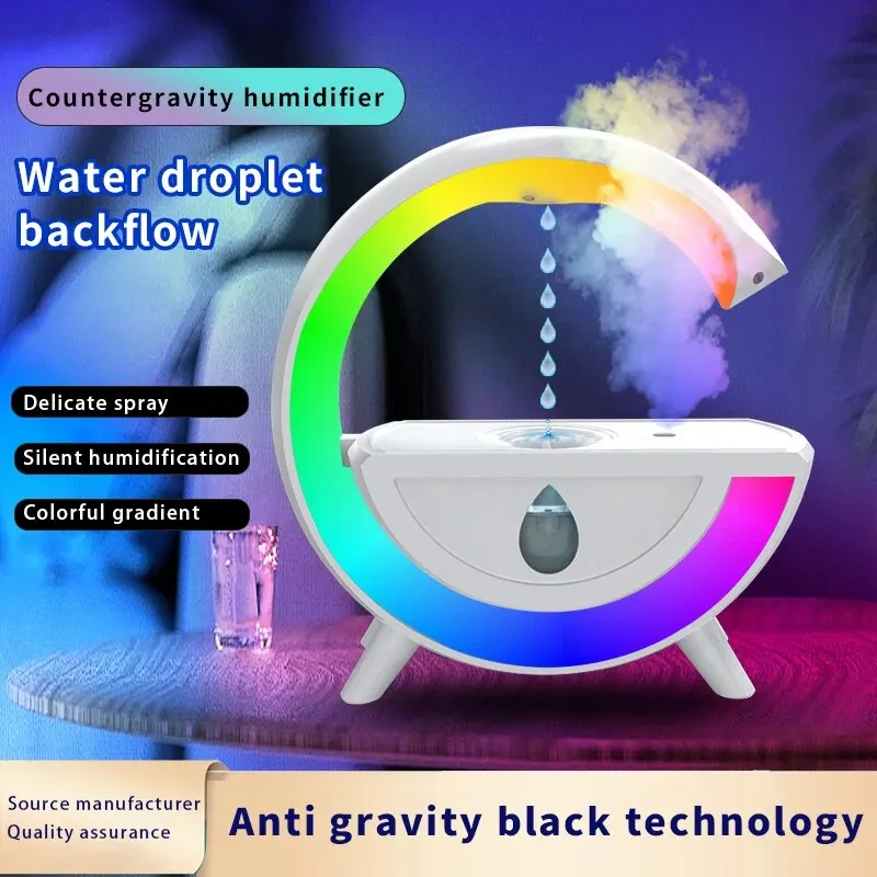 Anti-Gravity Air Humidifier 350ml RGB Night Light Water Droplet Sprayer Creative Home Office Mist Maker Ultrasonic Cool Mist