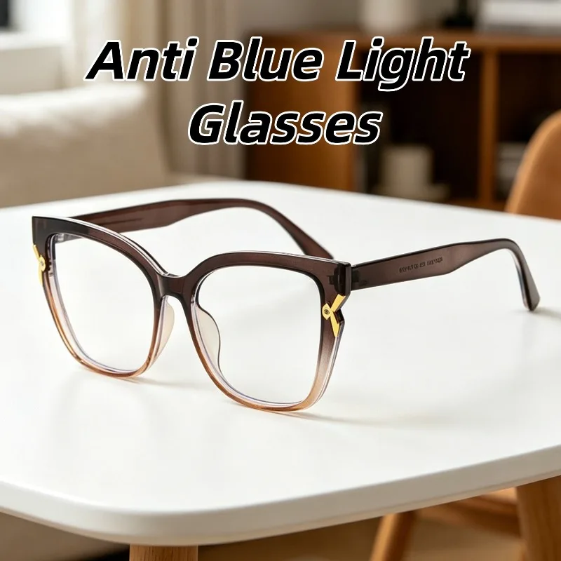 

New Fashion Retro Outdoor HD Ultra Light Anti Blue Light Eyeglasses Trendy Plain Glasses Street Style Decorative Eyewear Unisex