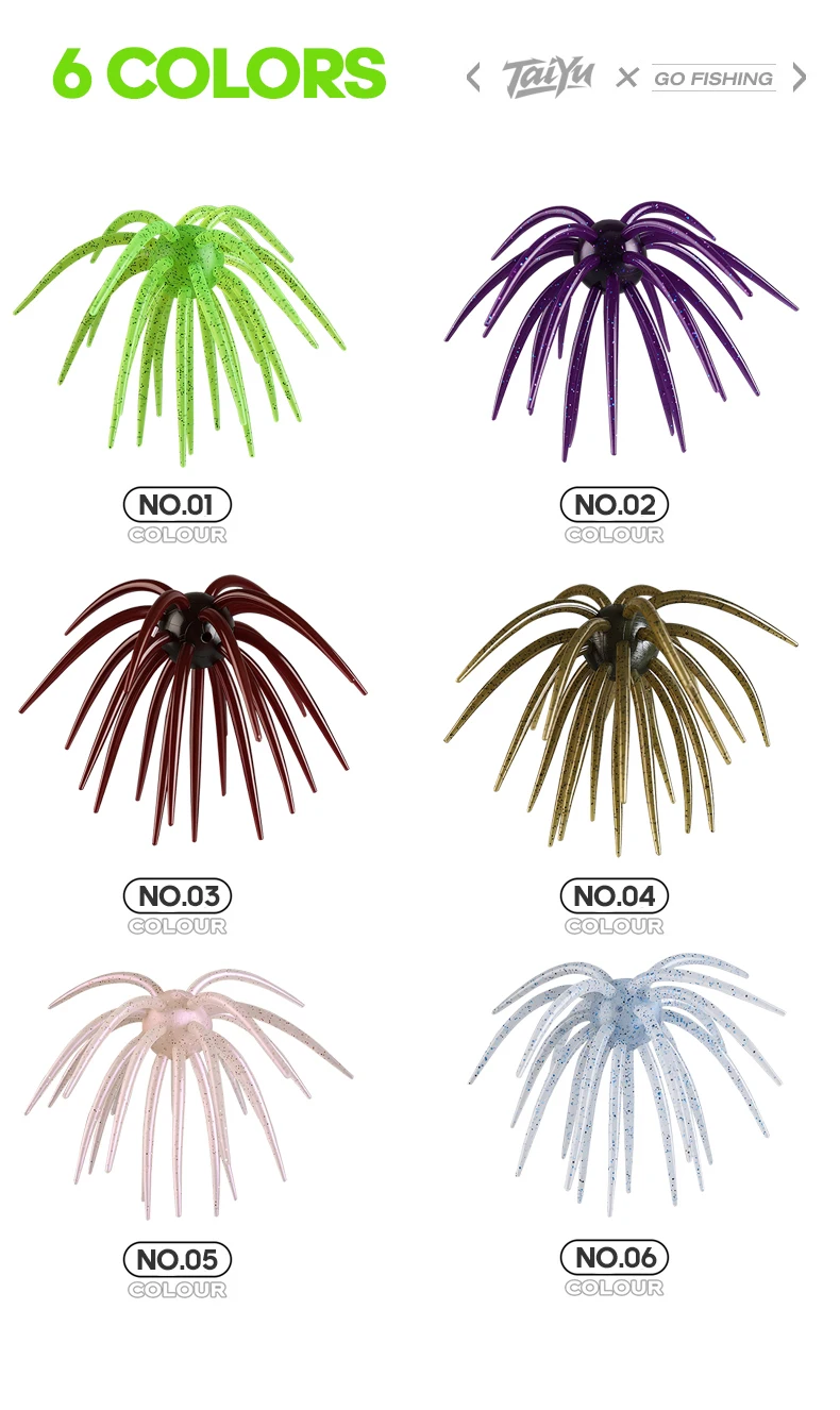 TAIYU 13cm Coike Urchin Weichköder, langlebiger Elastomer-Köder mit Tentakeln für Raubfische, Silikonköder, künstlicher Wurmköder – Detail 3