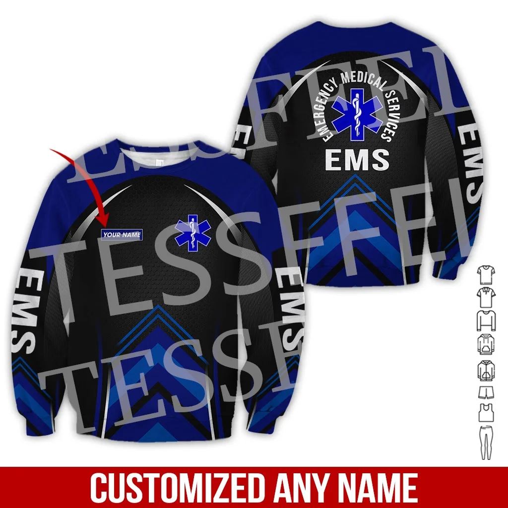 Custom Name Cosplay EMS EMT Medical Paramedic Nurse Worker Tattoo Retro 3DPrint Pullover Harajuku Jacket Casual Funny Hoodies 44