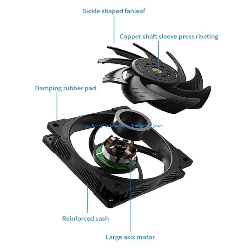  12CM Computer Case Fan Temperature Control Speed Regulation Technology Quiet Fan