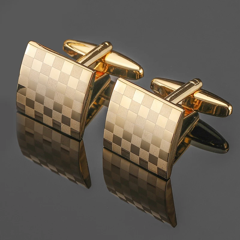 Men's French shirt cufflinks fashion brand copper material square laser grid cufflinks wedding clothing accessories wholesale