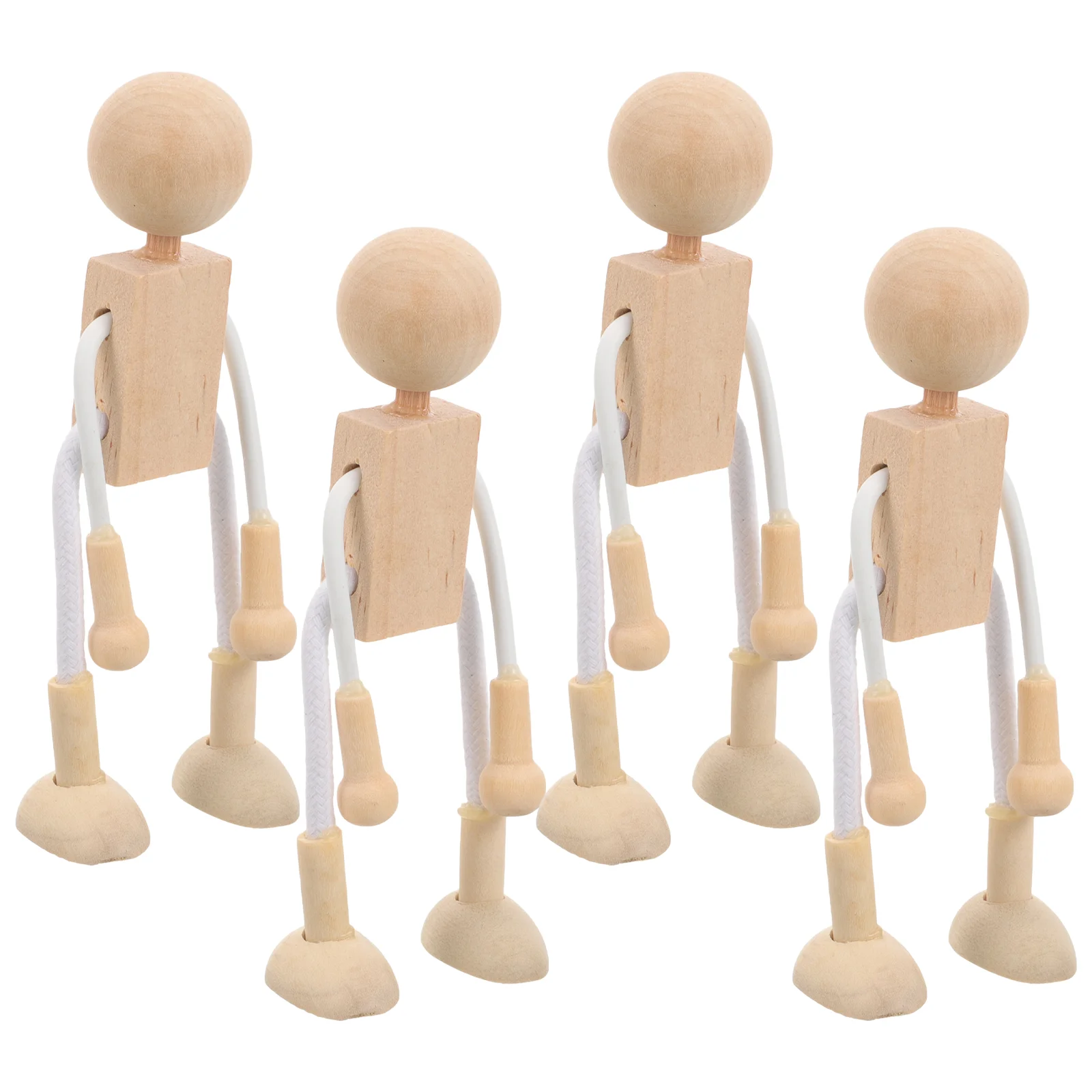 4 Pcs Blank Peg Dolls Boys Toys DIY Unfinished Wooden Shapable Robot Nail Toddler