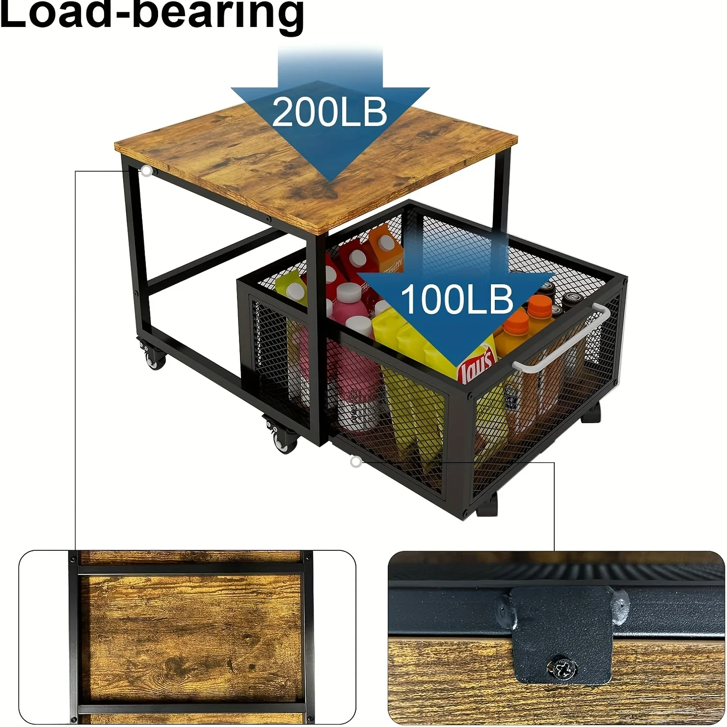 

20×20 Inch Mini Refrigerator Mobile Cart With Large Storage Drawers, Detachable Compact Refrigerator Rack With Wheels