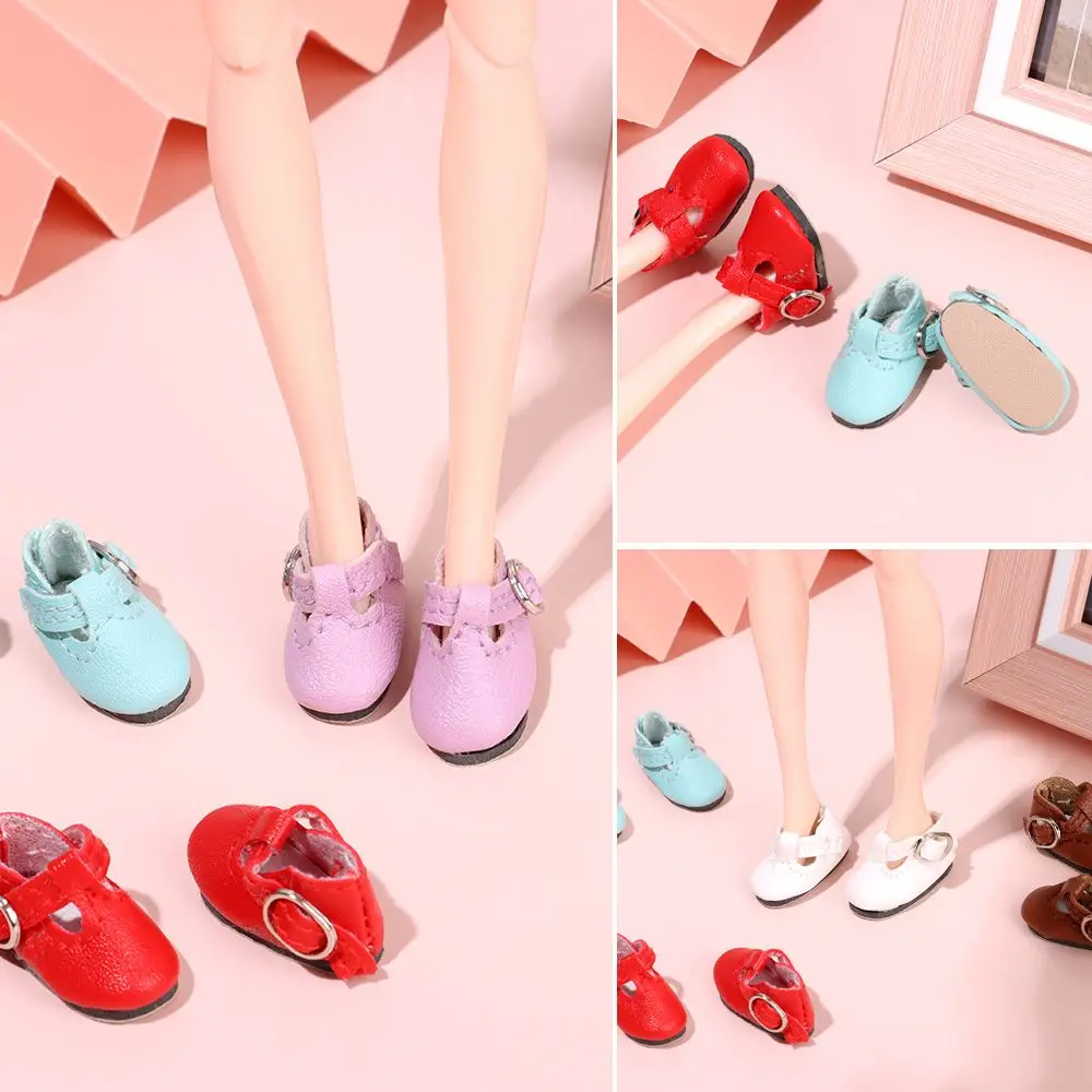 1 Pair 2.8*1.2cm Fit 1/6 Scale PU Leather Play House Change Clothes Game Doll Shoes Dolls Accessories Fashion