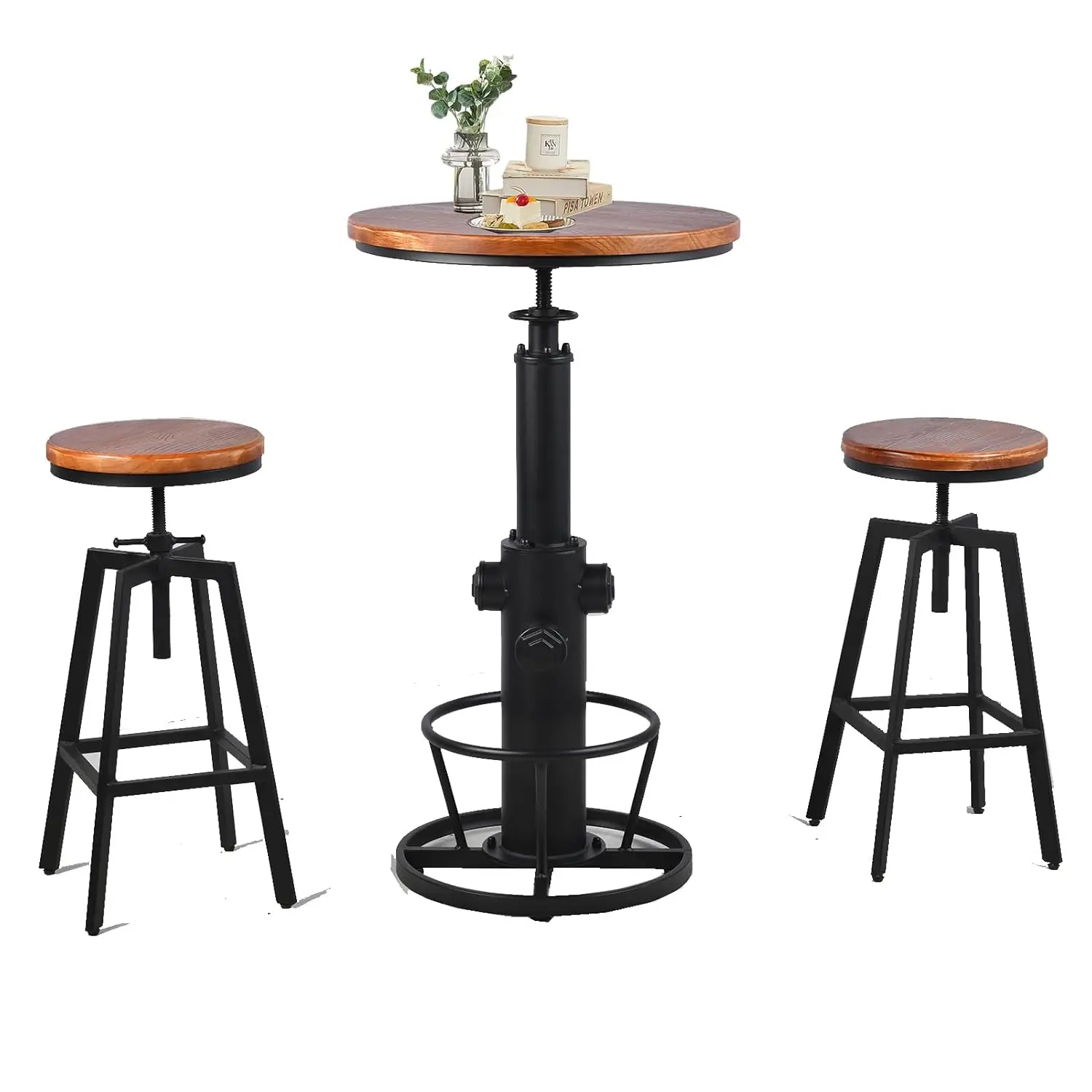 

Регулируемый комплект барных столов и стульев: компактный, промышленный, металлический, с поворотной столешницей, из рустикального дерева, сверхпрочный, для столовой, паба, сада, на заказ